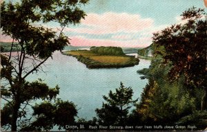 Illinois Dixon Rock River Scenery Down River From Bluffs Above Green Rock 1913