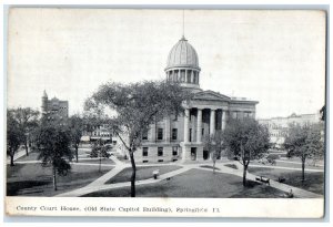 c1950 Old County Court House Building Pathways Springfield Illinois IL Postcard 