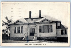 Portsmouth Rhode Island Postcard Town Hall Building Exterior View 1951 Antique