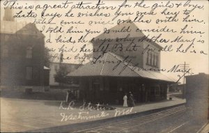 Westminster Maryland MD RR Train Station Depot c1905 Real Photo Postcard