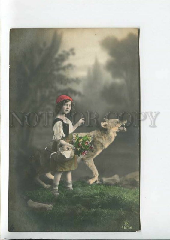 3185633 WOLF & Little Red Riding Hood Girl Vintage PHOTO PC