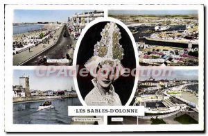 Old Postcard Les Sables D'Olonne beach view Arian port pool