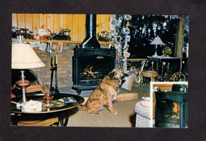 ME Portland Maine Stove Foundry Co Franklin Stove Dog Fireplace Postcard