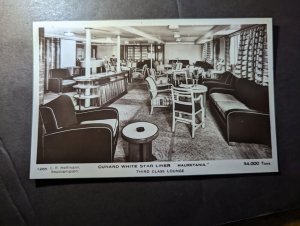 Mint England Ship Postcard Cover Cunard White Star Line Mauretania Lounge