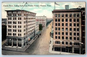 1909 Houston Texas Postcard Fannin Street Looking South Preston Avenue Building