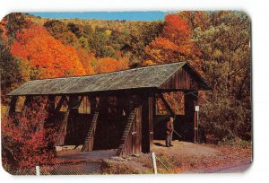 Oneonta New York NY Vintage Postcard Covered Bridge Dry Brook Catskill Mountain