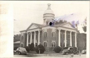 Indianola Mississippi Sunflower County Courthouse RPPC Old Truck Postcard V17