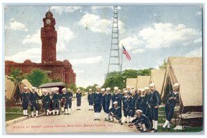 1918 Scene At Great Lakes Naval Station Great Lakes Illinois IL Antique Postcard