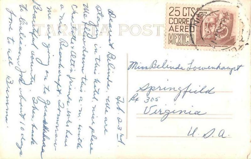 Mazatlan Sinaloa Mexico street scene Hotel La Siesta tinted real photo pc Z33363