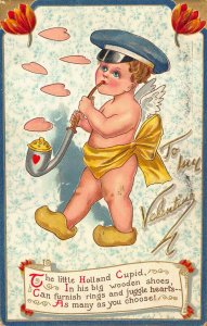 Cupid in Different Climes Valentine's Day Raphael Tuck #5 Embossed Postcard