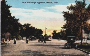 Belle Isle Bridge Approach Detroit Michigan Vintage Postcard C082