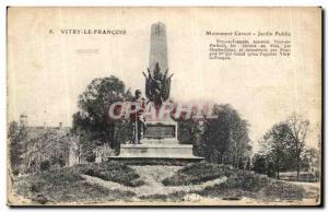 Old Postcard Vitry Le Francois Monument Carnot Public Garden Army