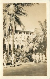 Postcard RPPC 1940s Honolulu Hawaii YMCA Sailors 24-6994