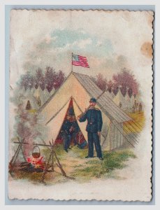 1880s Civil War Soldiers Campfire Rifle Flag #2 Fab! P205