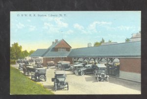 LIBERTY NEW YORK NY RAILROAD DEPOT TRAIN STATION OLD CARS VINTAGE POSTCARD