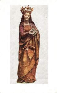 Vintage Postcard A Virgin Saint Figure In Painted And Gilded Wood German Swabian