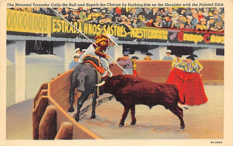 The Mounted Toreador Calls the bull Tarjeta Postal, Bullfighting Unused 