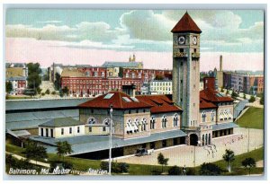 c1910 Wall Clock Royal Station Carriage Baltimore Maryland MD Vintage Postcard