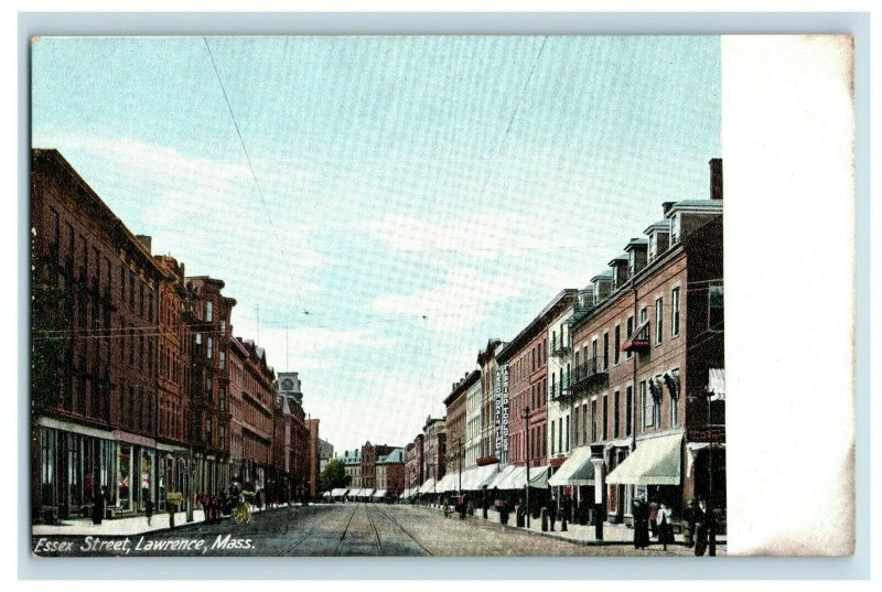 Circa 1900-07 Essex Street Downtown Lawrence, MA Vintage Unused Postcard P18