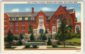 EAST LANSING, MI  Sarah Williams Dormitory MICHIGAN STATE COLLEGE 1940s Postcard