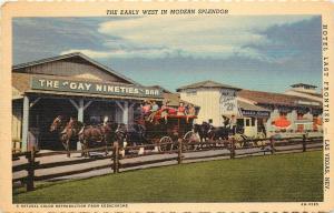 Linen Postcard Stagecoach Gay Nineties Bar Last Frontier Hotel Old Las Vegas NV