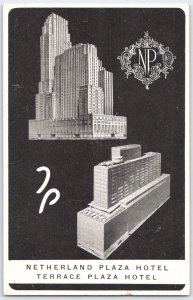 Vintage Netherland & Terrace Plaza Hotels Cincinnati Ohio Postcard