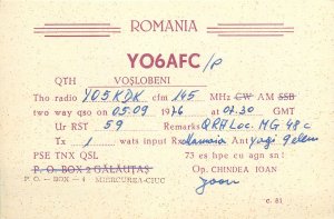 Romania Amateur Radio Station QSL card YO5KDK YO5AML