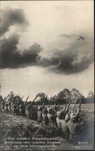 Russian Airplane WWI German Soldiers  Guns Helmets c1910s Real Photo Postcard