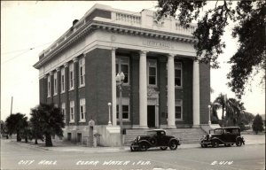 Clearwater FL City Hall Cars c1940 Real Photo Postcard