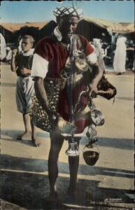 Africa - Native Arab Water Merchant Tinted Real Photo Postcard