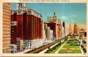 Illinois Chicago Michigan Avenue Looking North From Stevens Hotel 1948