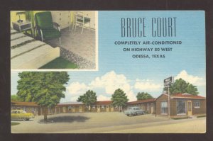 ODESSA TEXAS BRUCE COURT MOTEL INTERIOR LINEN VINTAGE ADVERTISING POSTCARD