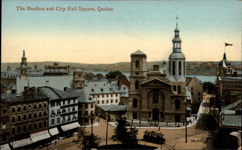 Quebec City Quebec PQ Basilica and City Hall c1910 Vintage Postcard