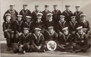 HMS 'Canada' Sailors Royal Navy Battleship Moose RPPC Postcard H37