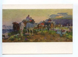 251707 Azerbaijan Abdurakhmanov on eylage COWS shepherds old postcard