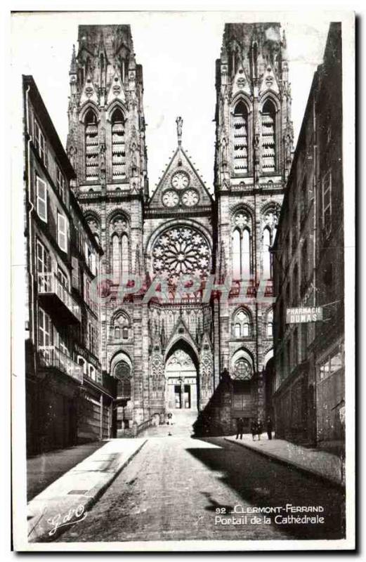 Old Postcard Clermont Ferrand to the Cathedral Portal