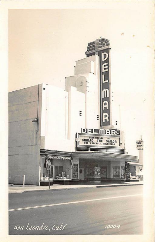 San Leandro CA Delmar Theatre Posters Movie Marquee RPPC Postcard