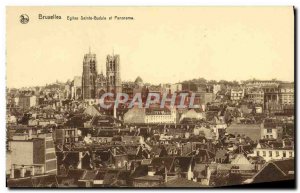 Old Postcard Bruxelles Eglise Sainte Gudule and Panorama