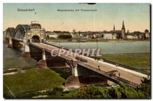 Postcard Old Dusseldorf Totalansicht mit Rheinbrucke