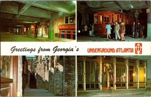 Greetings from Underground Atlanta GA c1975 Vintage Postcard G69