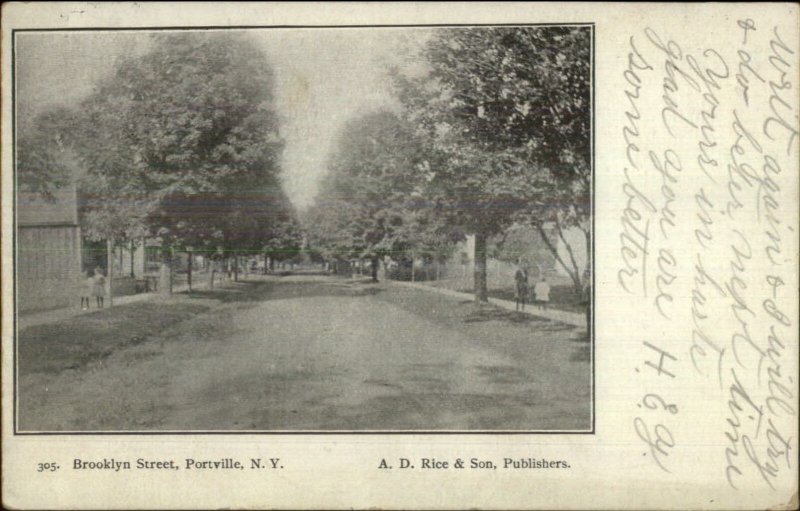 Portville NY Brooklyn St. c1910 Postcard 