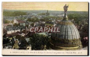 Old Postcard Tours dome of St Martin Basilica and general view towards the ci...