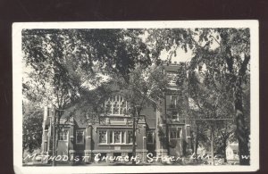 RPPC STORM LAKE IOWA METHODIST CHURCH VUILDING VINTAGE REAL PHOTO POSTCARD