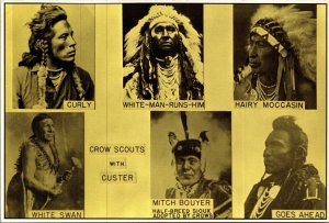 Crow Scouts with Custer Battlefield Postcard Goes Ahead White Swan Bouyer Curly