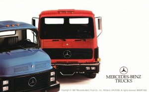 Mercedes Benz Trucks, Vehicle Trucks Blue Red Portland, Postcard