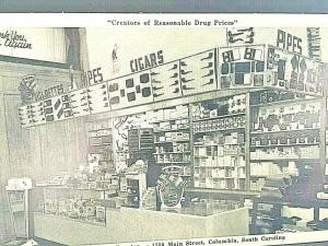 Postcard Eckerd Drug Store Cigar Counter in Columbia, SC.    T1