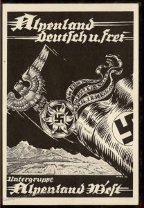 3rd Reich Germany 1932 Austria Alpenland Deutsch und Frei Untergruppe Alpe 93395