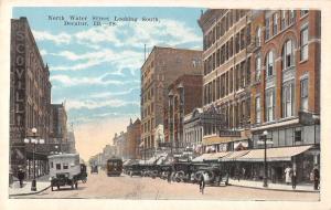 Decatur Illinois Water Street Scene Historic Bldgs Antique Postcard K29724