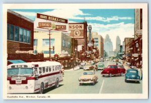 Windsor Ontario Canada Postcard Ouellette Avenue c1950's Vintage Unposted
