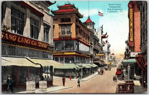 1928 Streets In Chinatown San Francisco California Shops Bldg. Posted Postcard